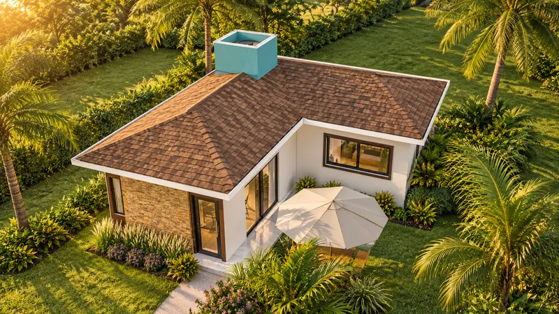 Casa 50 m², techo inclinado: Vista aérea